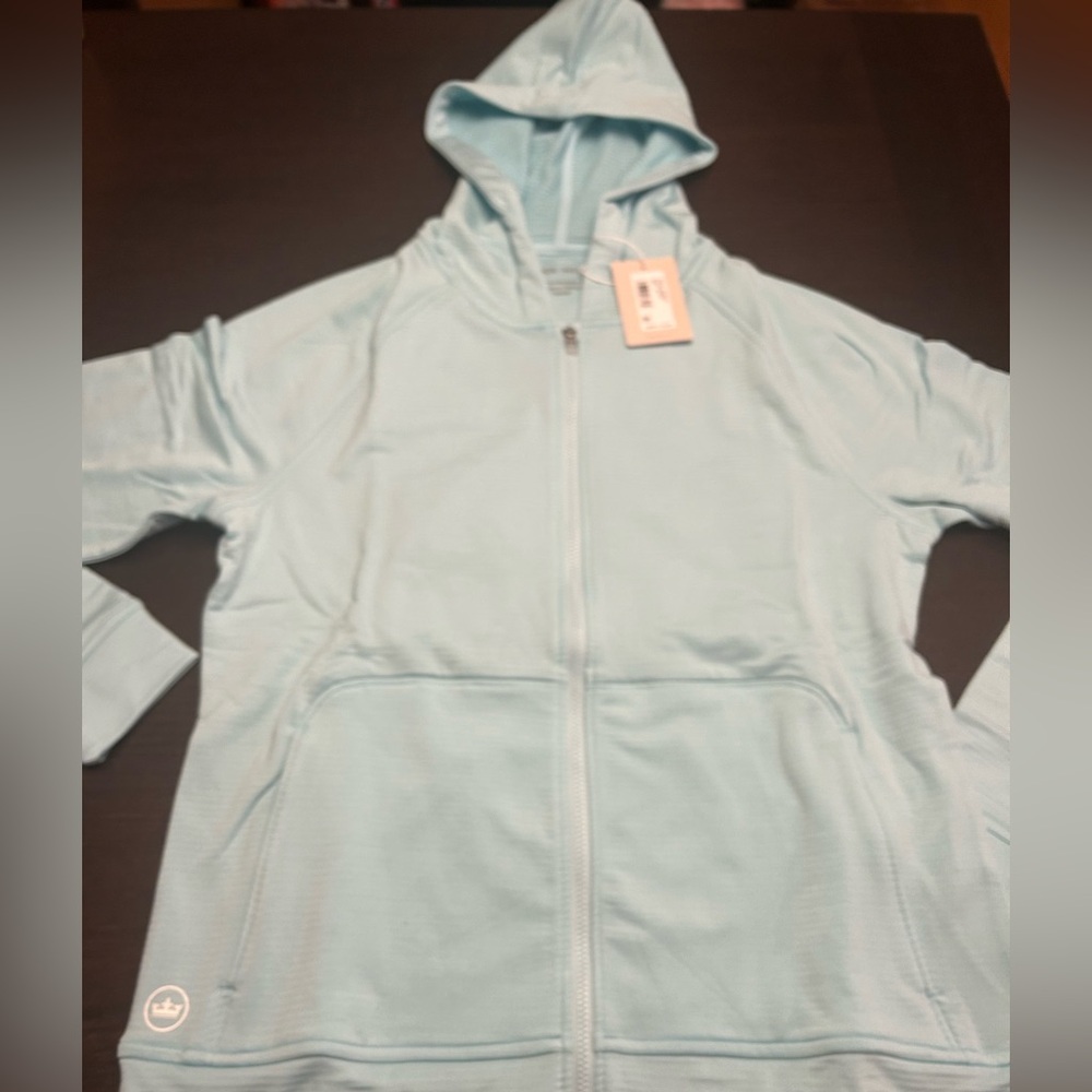 NWT Peter Millar Full zip Beaumont hoodie size woman’s small blue